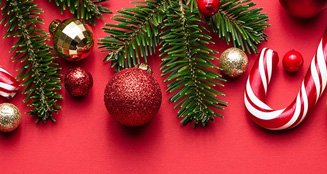 Holiday ornaments and candy canes